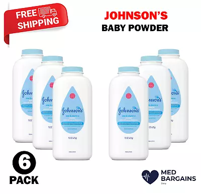 Johnson's Baby Powder With Cornstarch Soothing Aloe Vera & Vitamin E 15oz - 6CT • $25.95