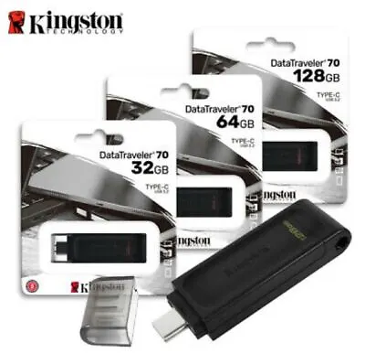 Kingston 32GB 64GB 128GB 256GB DataTraveler 70 Flash Pen Drive USB-C TYPE-C LOT • £3