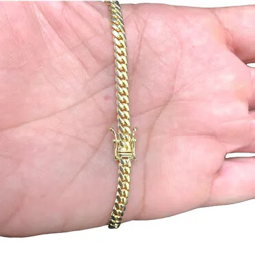 14k Solid Yellow Gold Miami Cuban Link 4mm Chain Necklace Bracelet 7 -30   • $641.52