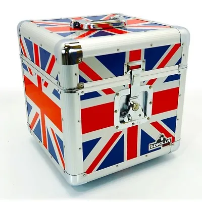 Gorilla LP 100 12  Vinyl Record Storage Box Flight Carry Case UNION JACK • £54.95