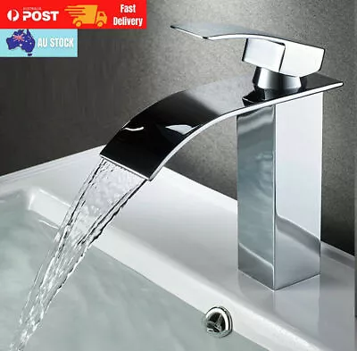 Square Waterfall Chrome Bathroom Faucet Basin Mixer Sink Taps Stainless Steel • $49