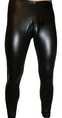 Mens Black Wet Look Rubber Look Rock Horror Meggings Pants Skins S M L 2xl Xxxl • £24