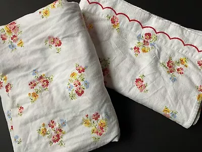 New! RARE MARTHA STEWART Vintage FLAT & FITTED SHEET Flannel FLOWERS Full? • $59.95