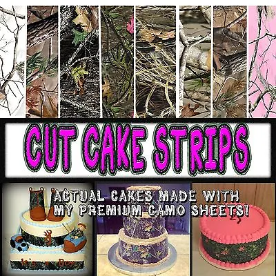 Cake Strips Edible Camouflage Sugar Camoflage Wraps Paper Pink Wedding Sheets • $10