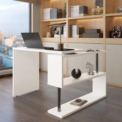 $89 • Buy Corner Table Computer Desk L-shaped Laptop With Shelf Workstation Office Study