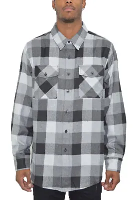 Mens Plaid Flannel Shirt Soft Button Down Collar Chest Pocket Great NEW Colors • $19.91