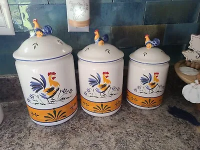 $24 • Buy Vintage Avon Rooster Canisters-set Of 3