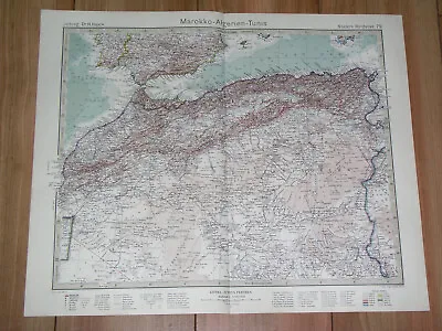 1927 Vintage Map Of Northern Africa / Morocco Algeria Tunisia / Sahara • £22.47