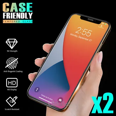 $3.99 • Buy 2X Tempered Glass Screen Protector For IPhone 11 12 13 14 Pro Max X XS XR 8 PLUS