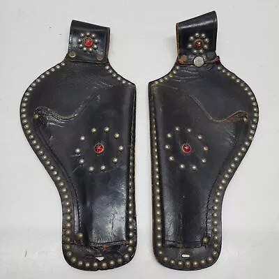 Vintage Pair Of Leather Holsters With Studs • $9.99
