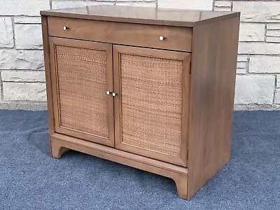 Mid Century Modern Ethan Allen Baumritter Birchcraft 32” Cane Door Cabinet • $489.99