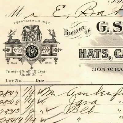 1898 Letterhead Billhead G.S. Howser & Co. Straw Goods Baltimore Ephraim Baker*  • $24.99