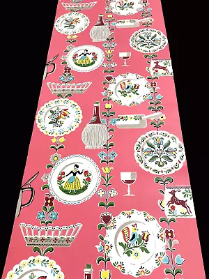 £127.81 • Buy VINTAGE ORIGINAL 1950s WALLPAPER ROLL /  PINK KITCHEN/  18  X 450 