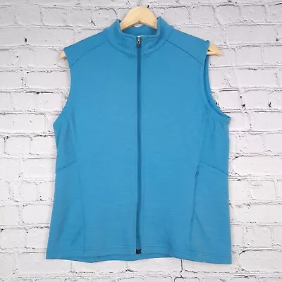 Ibex Vest Womens Medium /Large Blue Full Zip Merino Wool Knit Mock Neck • $54.88
