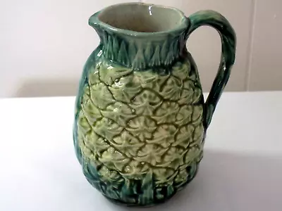 Antique 1800s Majolica 5 Inch Green Pineapple Syrup Pitcher-England • $11.99