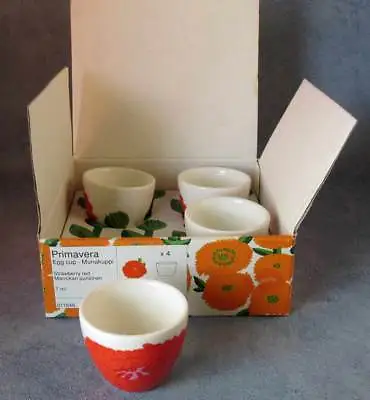 MARIMEKKO IITTALA Maija Isola PRIMAVERA Egg Cups (4) In Original Box Red Mint • $59.90