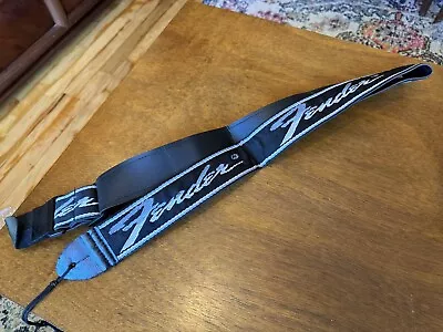 Rare Vintage Fender Woven Guitar Strap Blue White • $18.99