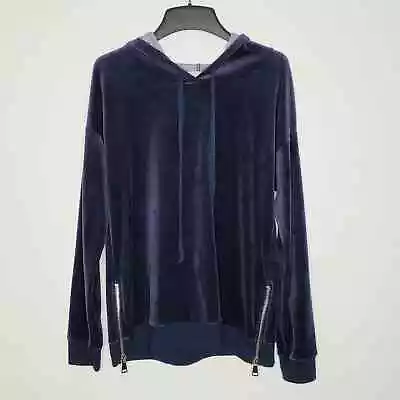 Vintage Havana Blue Velour Hoodie Zippers On Sides S • $9.99