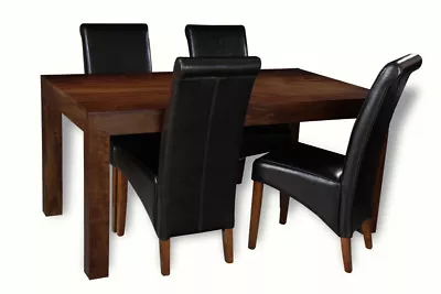 Solid Mango Wood 160cm Dining Table & 4 Rollback Chairs New Furniture  • £789.65