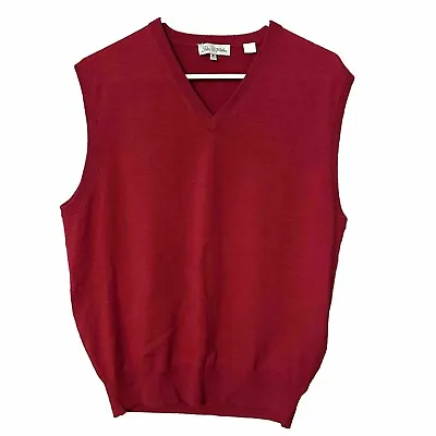 Peter Millar Sweater Vest Button Cardigan Mens Med Red 100% Merino Wool V Neck • $29.08