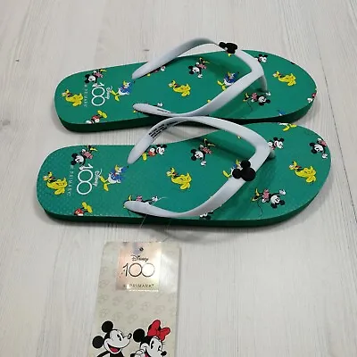 Disney 100  By Primark Teal Mickey Foam Beach Filp Flops Flat Size Uk 7/8 • £6.99