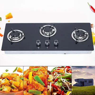 RV Boat Camper 3 Burners Caravan LPG Gas Stove Hob With Tempered Glass Durable • $137