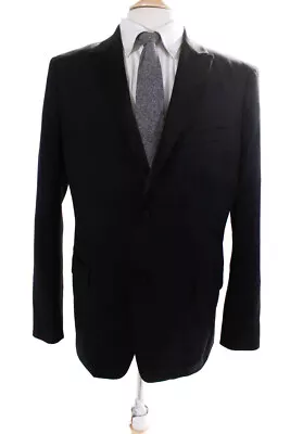 Theory Mens Wool Satin Notched Collar Two Button Up Tuxedo Blazer Navy Size 42R • $41.49