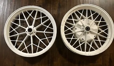 Vintage BMW R65 R45 18”Front And 18” Rear White OEM Snowflake Mag Wheels NICE! • $285