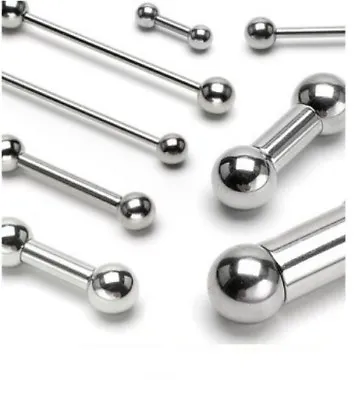 $4.95 • Buy 14G STEEL BARBELLS STRAIGHT BAR BODY PIERCING JEWELRY 7 SIZES (Sold In Pairs)