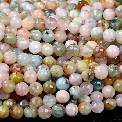 8MM Natural Morganite Gemstone Micro Faceted Round Loose Beads (D400) • $8.99