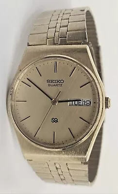 Vintage 80s Mens Seiko 8223-7099 Gold Tone Watch Day/Date Runs SHIPS FREE  • $24.99