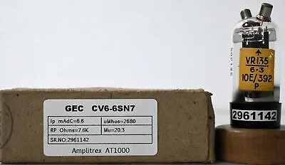 CV6 VR135 Half 6SN7 GEC 1940 MIL WW2 Made In England Amplitrex Tested #2961142 • $117.16