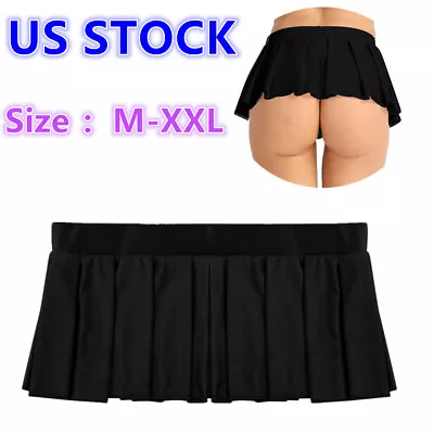 US Sexy Women Micro Mini Pleated Skirt Schoolgirl Role Play Nightclub Size M-XXL • $8.79