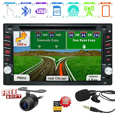 6.2  GPS Navigation 2Din HD Car Stereo DVD CD Player Bluetooth Radio+Camera • $124.99