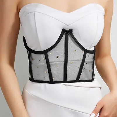 Waist Training Underbust Mesh Corset Body Shaper Women's Bustier Boned Corset • £11.99