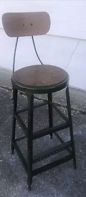 Vintage Retro Industrial HALLOWELL-200 Metal 30” Stool/Chair Factory Industrial • $101.39