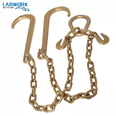 For Flatbed Truck Rollback Wrecker 5/16  X 2' G70 Tow Chain J-Hooks V-Chain USA • $48.35