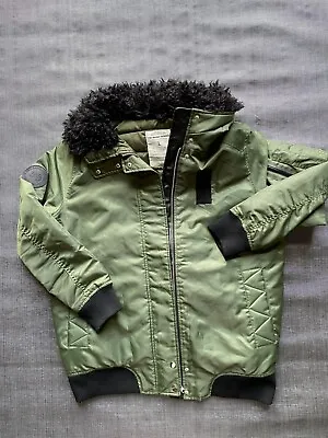 $19 • Buy Zara Womens The Hoodie Bomber Winter Coat  Large Army Green Insulated Puffer