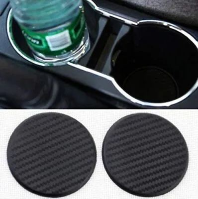 Black Carbon Fiber Car Cup Holder Insert Pad PRT3958 • $15.99