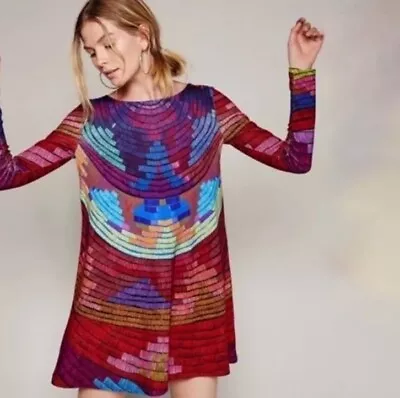 Mara Hoffman Radial Swing Dress XS  Long Sleeve Stretch Bright Colors Flawless • $77