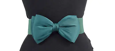 Dancing Days Teal Bow Belt Vinateg Retro Pin-up Bow Elastic Cinch Belt • $12