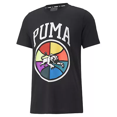 Puma Box Out Graphic Crew Neck Short Sleeve T-Shirt Mens Black Casual Tops 53648 • $14.99