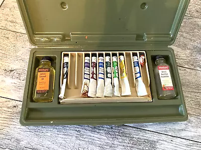 $39.96 • Buy Vintage Set Of PERMANENT PIGMENTS OIL PAINTS IN CASE SET #391 Linseed Oil ETC