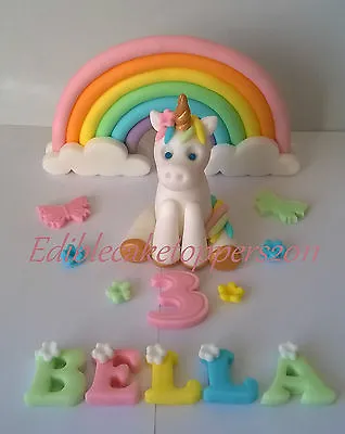 Edible Unicorn Rainbow Handmade Cake Topper Decoration  • £10.95