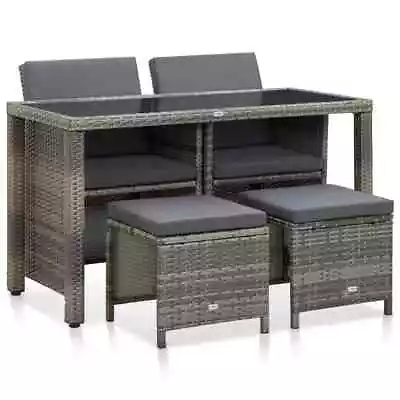 VidaXL 5 Piece Outdoor Dining Set With Cushions Poly Rattan Grey • $634.67