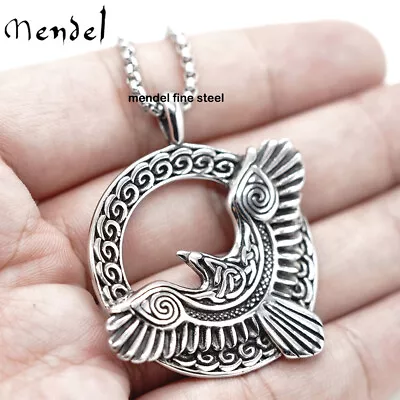 MENDEL Mens Womens Norse Viking Celtic Knot Amulet Raven Crow Pendant Necklace • $11.99