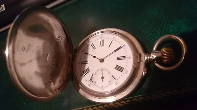 Swiss Antique Silver Full Hunter Pocket Watch 15 Jewel Nice Decorated Case • £59.99