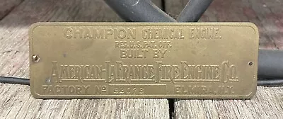 Vintage Embossed Champion Chemical Fire Engine Industrial Plaque Sign Steampunk • $75