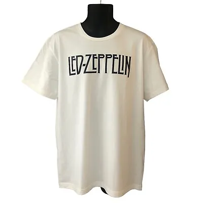 Led Zeppelin T Shirt Large White Text Logo Graphic Print Rock Wear • $32.97