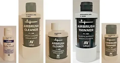 AV Vallejo Airbrush Accessories Acrylic Bottle Thinner Cleaner Matt Varnish New • £2.95